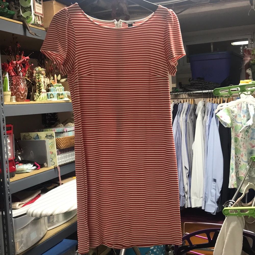 Red and white striped dress